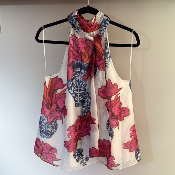 Ted Baker London-Akaki Organza Sleeveless Tie Neck Blouse - Picture 6 of 11